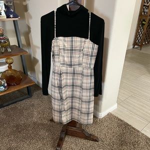 Altar’d State plaid dress with Amazon turtleneck